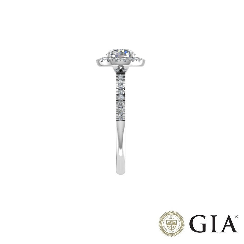 Halo platinum engagement ring with 1.00 ct diamond - GIA certificate