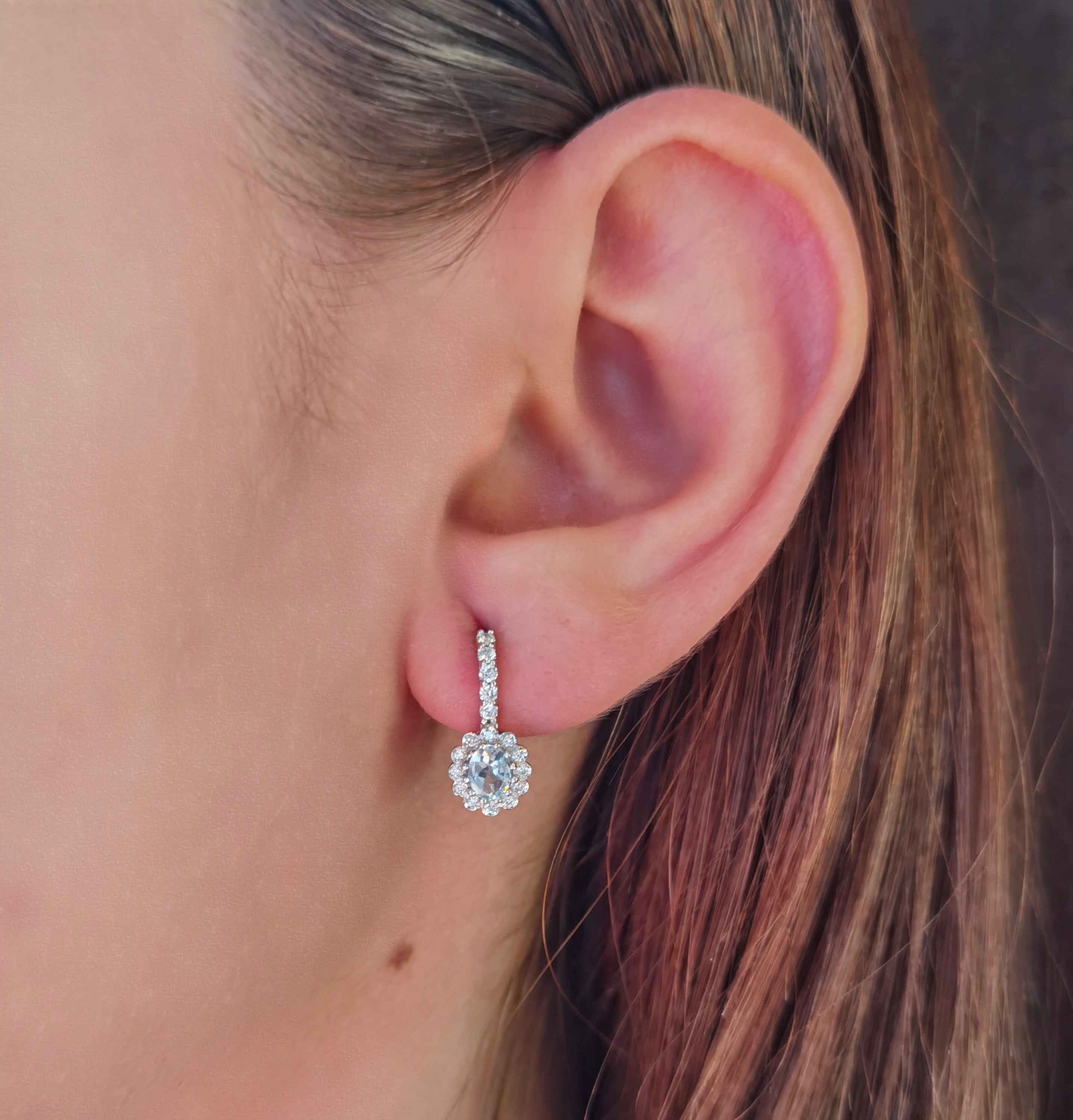 Divya earrings with aquamarine and diamonds