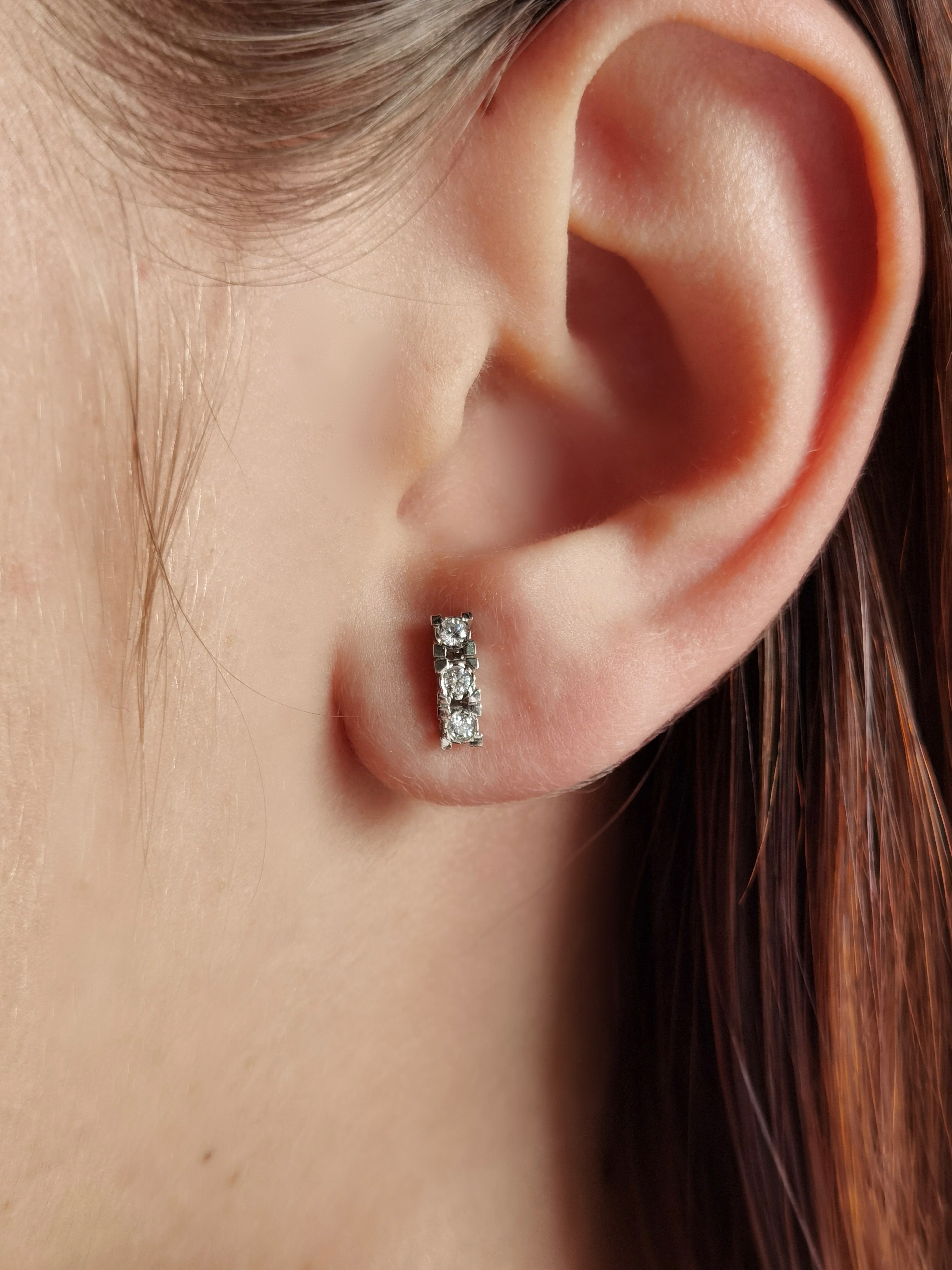 Smooth trio earrings with diamonds
