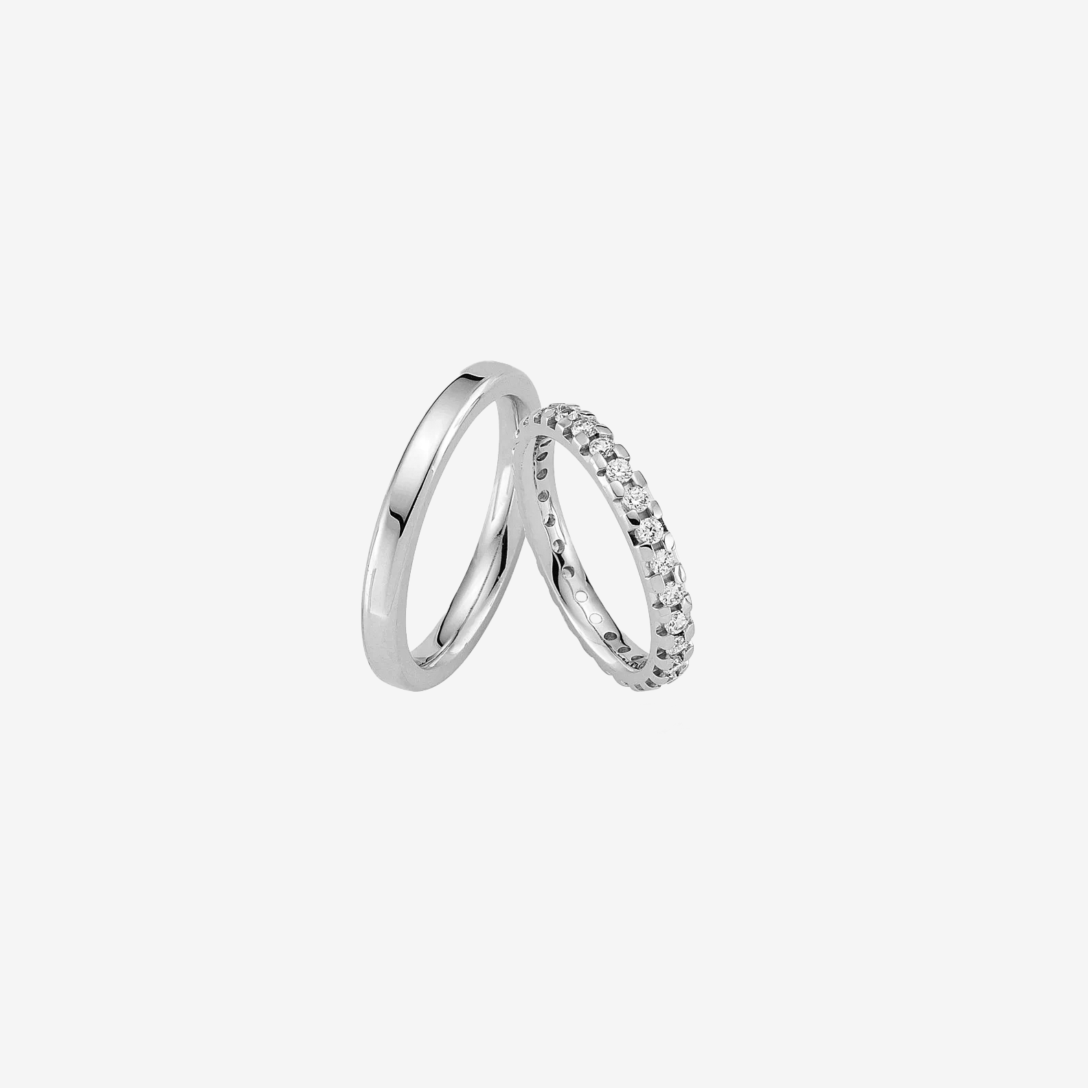 Darby Diamond Wedding Rings - White Gold - Pair