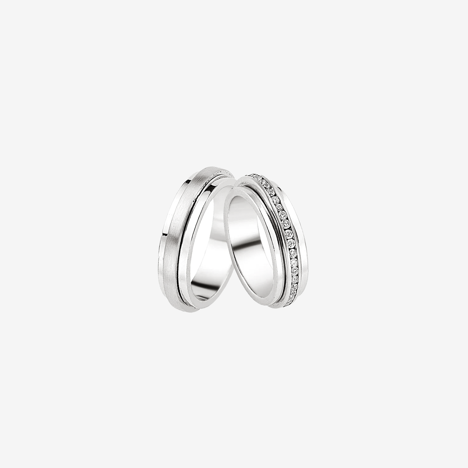 Bliss Diamond Wedding Rings - White Gold - Pair