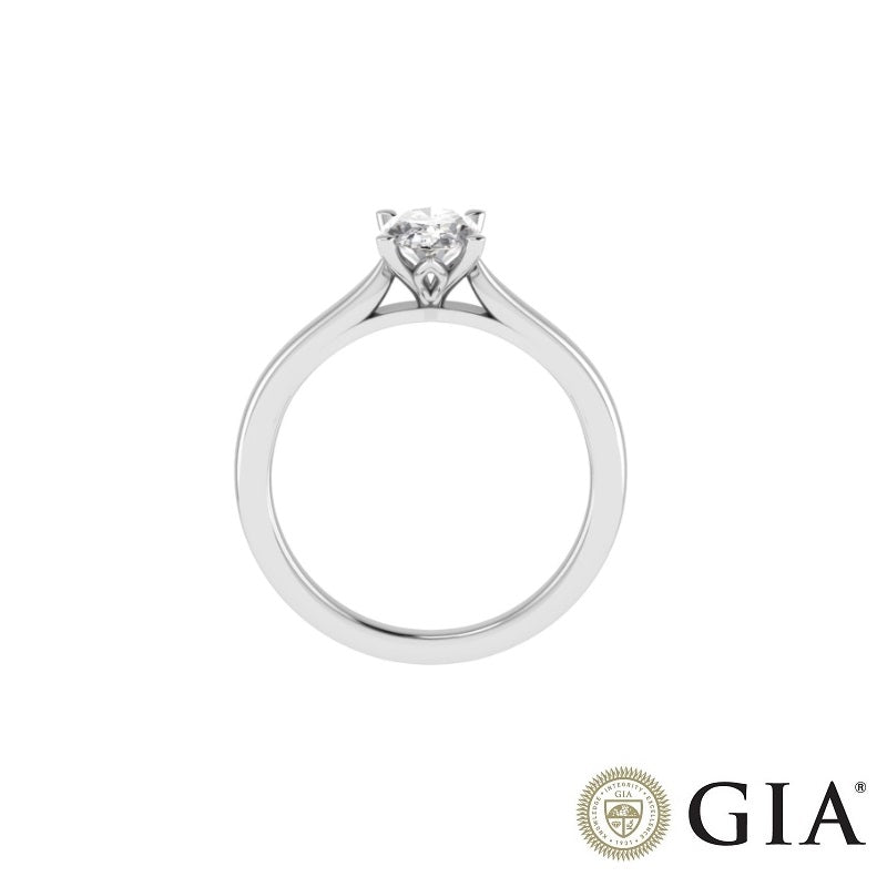 Inel logodna din aur 18K, diamant oval 0.50 ct - certificat GIA