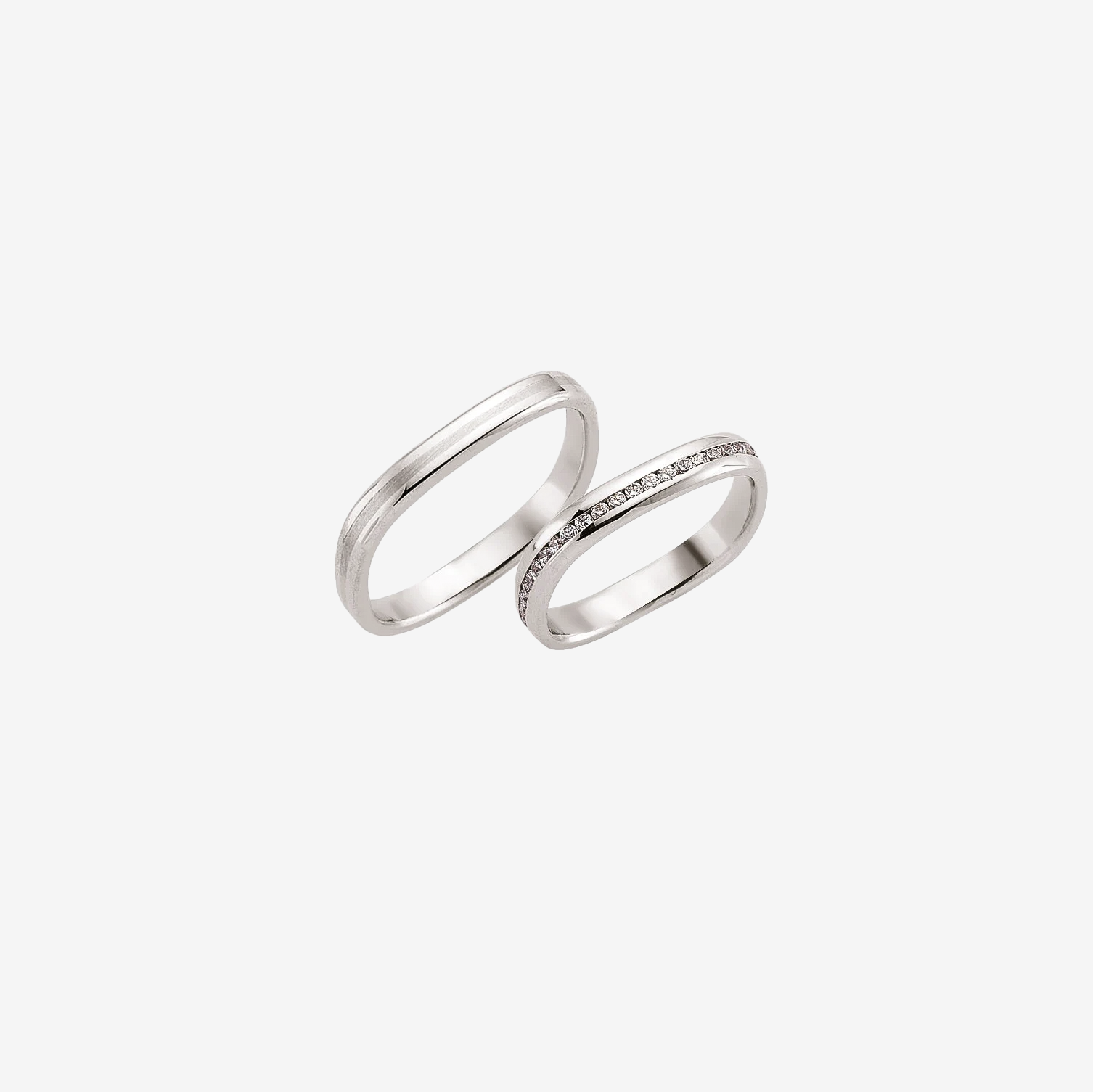 Tiara Diamond Wedding Rings - White Gold - Pair